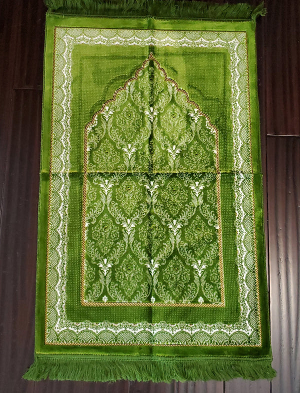 Turkish Luxury Double Plush Prayer Rug- Green  # 5