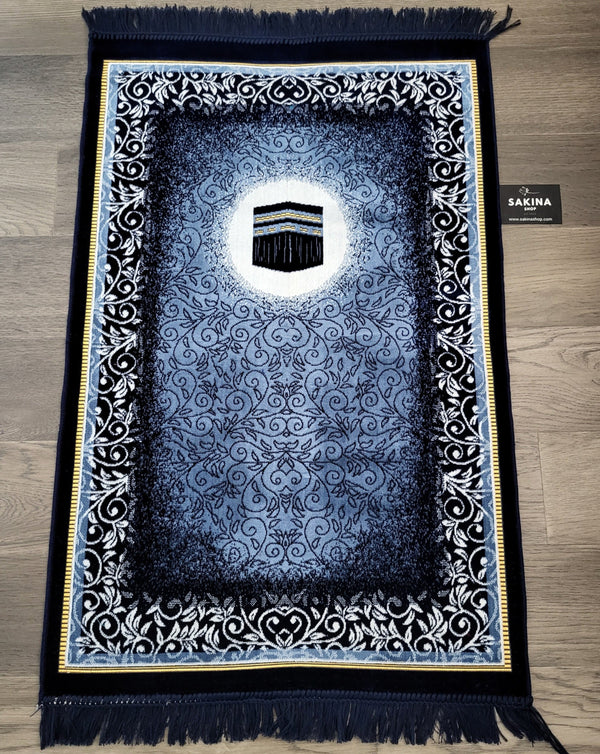 Kaaba Turkish DAILY Plush Prayer Rug BLUE