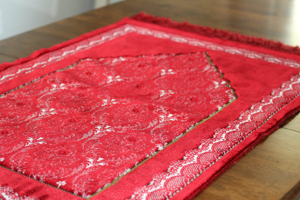 Turkish Luxury Double Plush Prayer Rug- Red #5