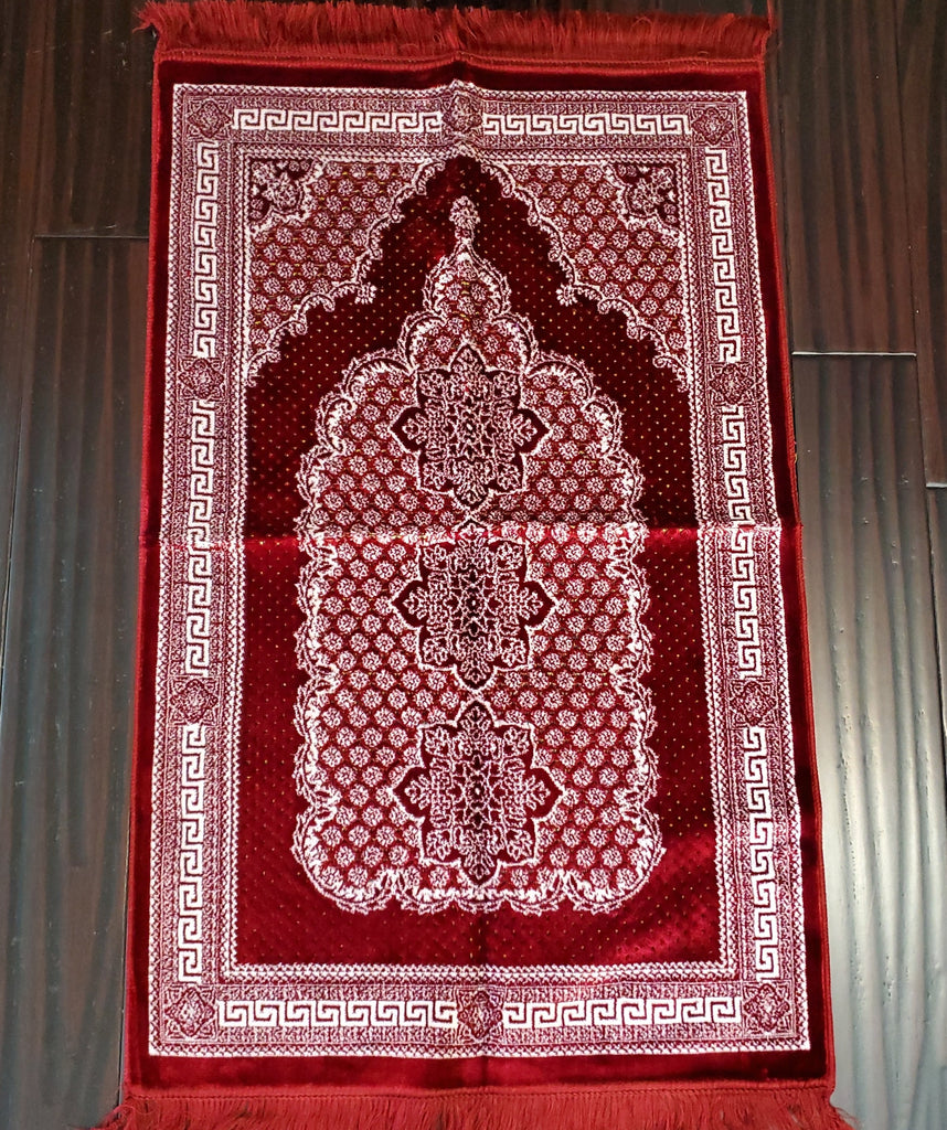 Turkish Luxury Double Plush Prayer Rug- Red  # 2