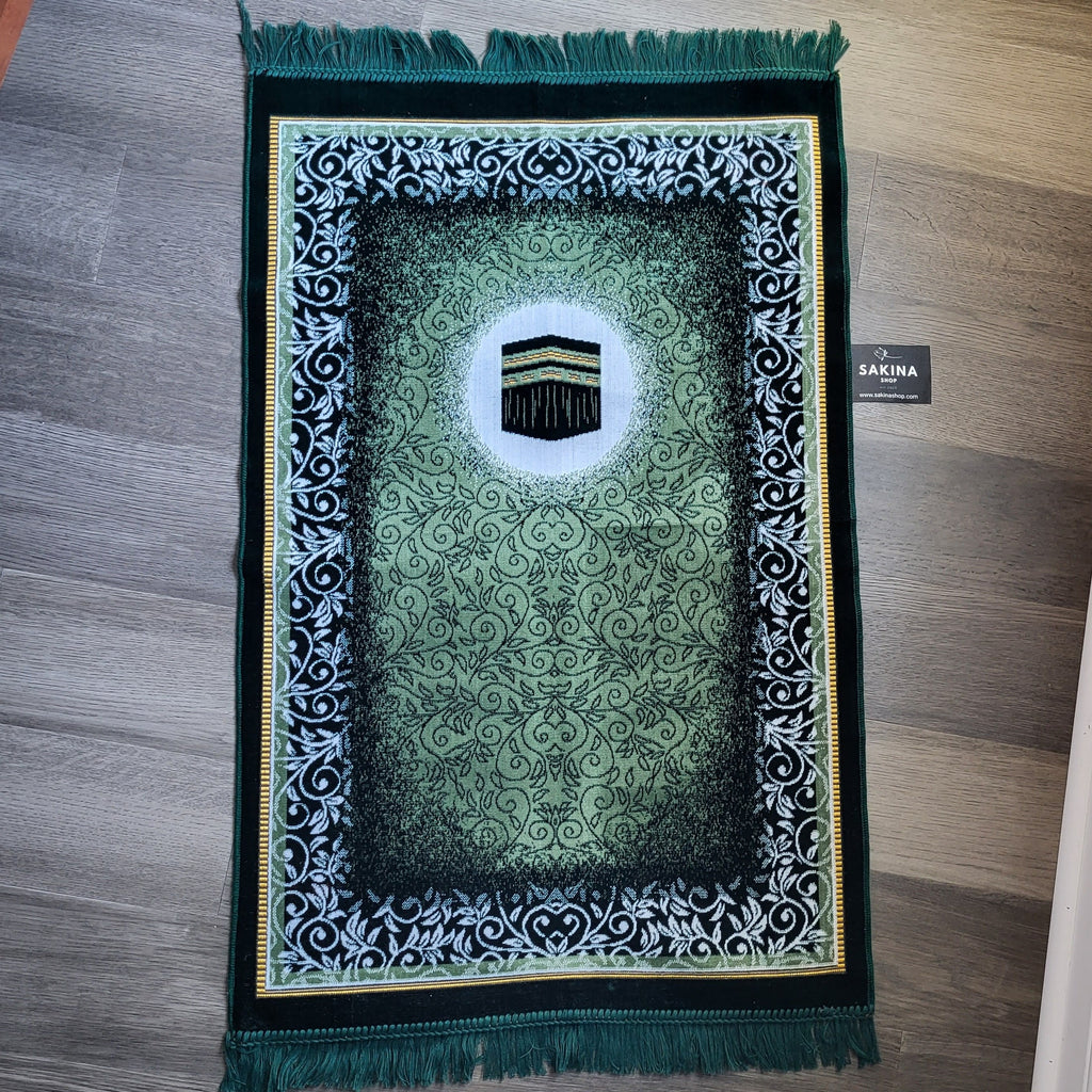 Kaaba Turkish DAILY Plush Prayer Rug GREEN