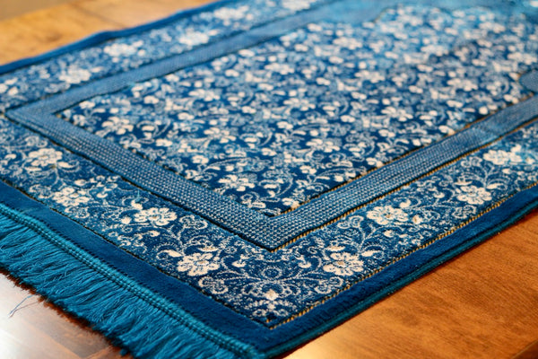 Turkish Luxury Double Plush Prayer Rug- Teal # 4