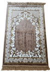 Turkish Luxury Double Plush Prayer Rug- Tan/Brown # 1