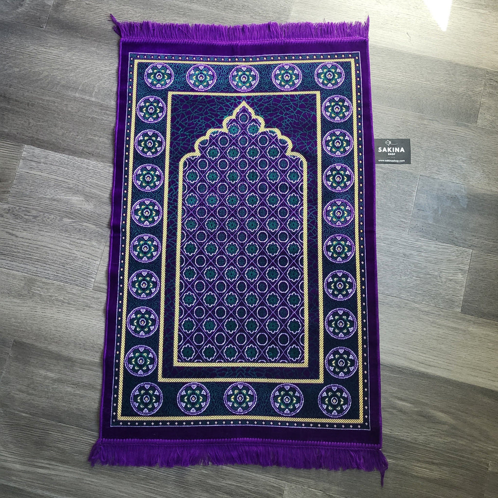 Floral Turkish DAILY Plush Prayer Rug Purple