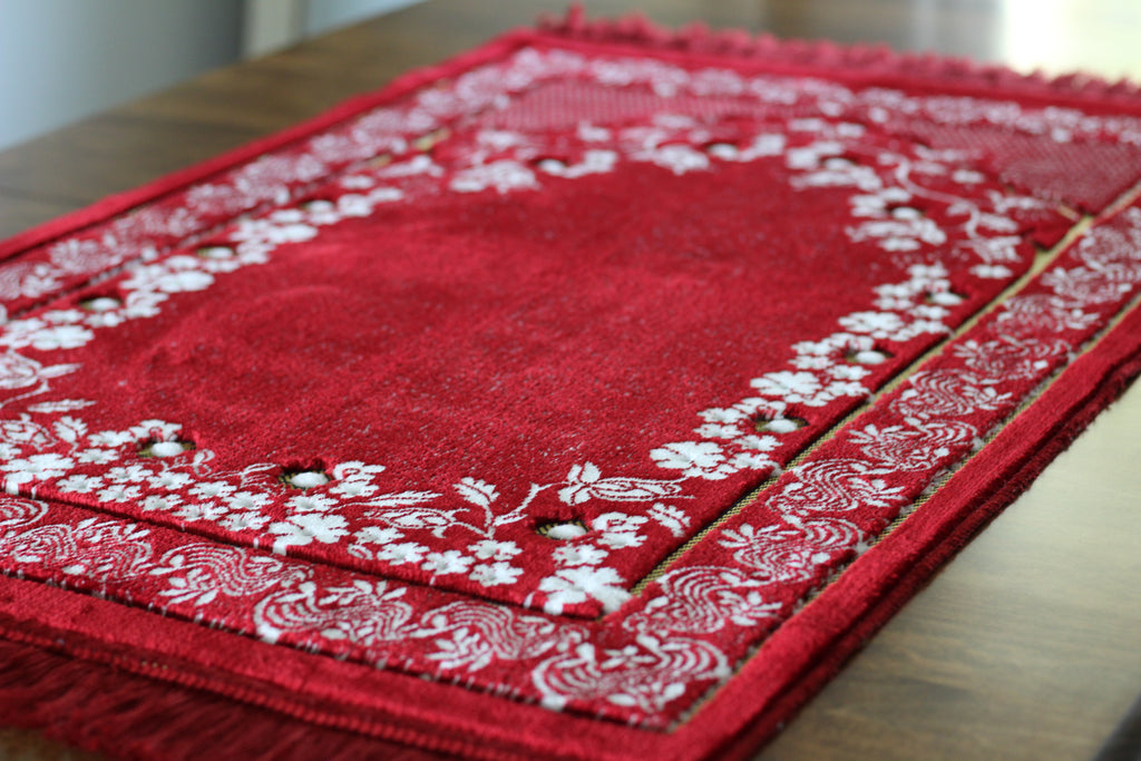 Turkish Luxury Double Plush Prayer Rug- Red #1